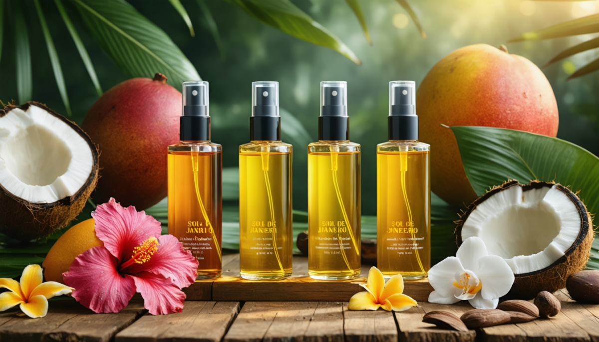 plongez dans l'univers envoûtant de sol de janeiro avec ce coffret comprenant 4 brumes parfumées aux notes exotiques, pour une expérience sensorielle unique et délicieuse.